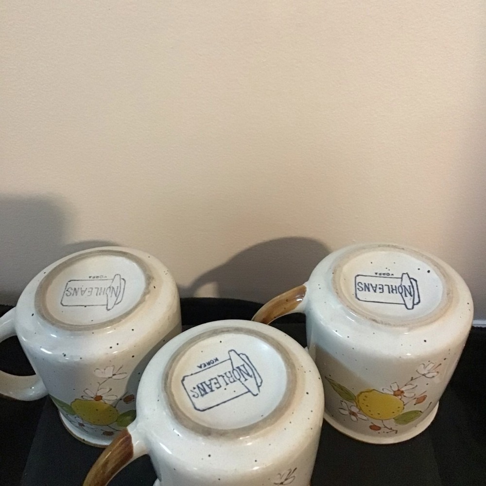 Norleans Korea Set of 6 Ceramic Mugs Yellow Flower Lemon‎ Design - Picture 3 of 8